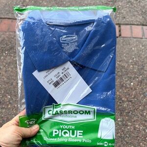 Classroom Uniforms Blue Youth Long Sleeve Polo
